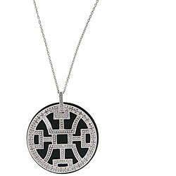 Sterling Silver 1/4ct TDW Diamond/ Black Onyx Necklace