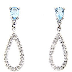 Sterling Silver 1/2ct TDW Diamond/ Blue Topaz Earrings (J-K, I3)