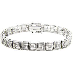 Sterling Silver 1/2ct TDW Diamond Greek Key Bracelet (J-K, I3)