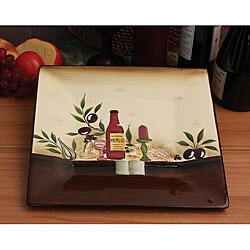 Hand-painted Ceramic Lorenzo Festive Square Platter