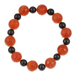 Carved Dragon Red Jade and Black Jade Bracelet