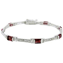 Glitzy Rocks Sterling Silver Garnet and Diamond Accent Bracelet