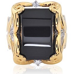 Michael Valitutti Silver/ Palladium/ 18k Vermeil Onyx Ring