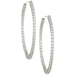 14k White Gold 2ct TDW Diamond Inside-out Hoop Earrings (I-J, I2)
