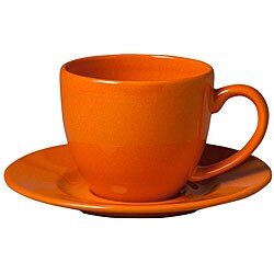 Waechtersbach Orange Peel Jumbo Cups with Saucers (Set of 2)