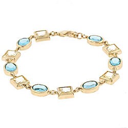 Kate Bisset 14k Gold Bonded Yellow and Aqua Crystal Link Bracelet