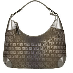 Fendi Brown Ombre Zucchino Canvas and Vitello Hobo
