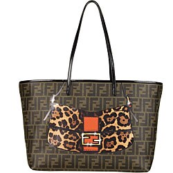 Fendi Timeless Tobacco Shopping Roll Tote