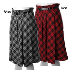 Adi Designs Junior's Belted Plaid Skirt