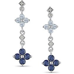 10k White Gold Sapphire and Blue Topaz Earrings