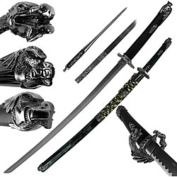 Silver Dragon Samurai Sword and Hidden Stiletto