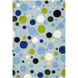 Handmade Bubblegum Light Blue/ Multi N. Z. Wool Rug (6' x 9')