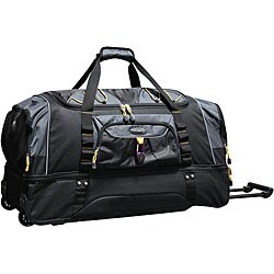 Travelers Club Black w/ Yellow Trim 30-inch Rolling Drop-Bottom Duffel Bag