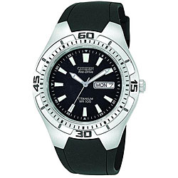 Citizen Men's Eco Drive Black Rubber Strap Titanium Watch