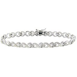 Sterling Silver 'X' and 'O' Diamond Accent Bracelet (J-K,I3)