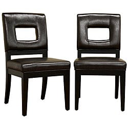 Contemporary Leather Chairs Brown (Set of 2).