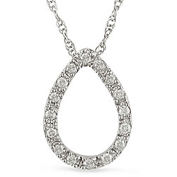 10k White Gold 1/10ct TDW Diamond Teardrop Necklace (H-I, I2-I3)