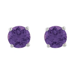 Sterling Silver Amethyst Round Stud Earrings