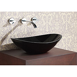 Oval Black Granite Stone Vessel Sink
