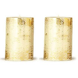 Genuine Gold Leaf Gilded Ivory Candles (Set of 2)