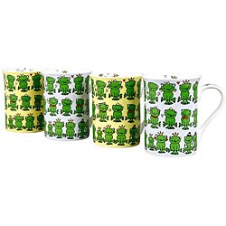 Konitz Frogs Yellow/ Blue 10-ounce Mugs (Set of 4)