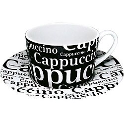 Konitz 'Cappuccino Writing' 7-ounce Cups/ Saucers (Set of 2)