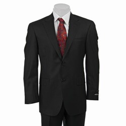 Austin Reed Men's Flat Front Trousers Solid Black Suit