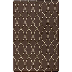 Hand-woven Brown Wool Rug (5' x 8')