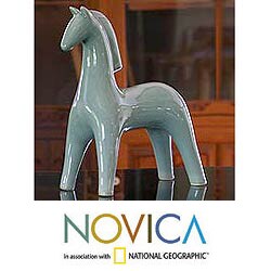 Celadon 'Elegant Equine' Ceramic Statuette (Thailand)