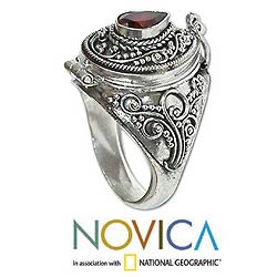 Garnet Solitaire Locket 'Secret Love' Ring (Indonesia)
