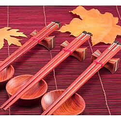 Inlaid Wood Stripe Design 18-piece Chopsticks Set
