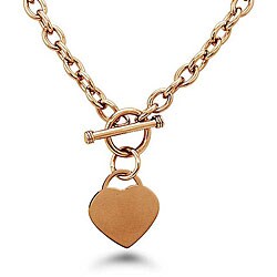 Roseplated Stainless Steel Heart Charm Necklace