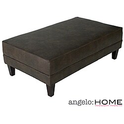 angelo:HOME  Cocktail Ottoman Coffee Brown Renu Leather