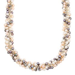 Sterling Silver Multi-colored FW Pearl Necklace (4.5-5 mm)