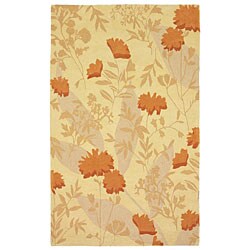 Hand-tufted Tropical Orange Floral Rug (9' x 12')