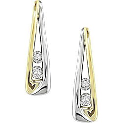 10k Two-tone Gold 1/6ct TDW Diamond Earrings (I-J, I2)