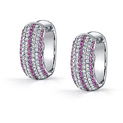 18k Gold 7/8ct TDW Diamond/ Pink Sapphire Earrings (H, SI1)