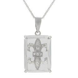 Sterling Silver Glass Fleur de Lis Inset Necklace