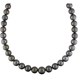 14k Gold Black Tahitian Pearl/ Diamond Necklace (11-15 mm)
