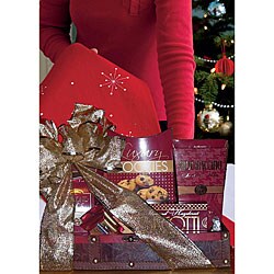 Cherry Wood Christmas Trunk Gift Basket.