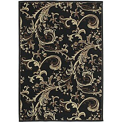 Cafe Black Floral Rug (3'6 x 5'6)