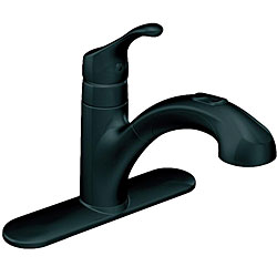 Moen One-handle Black Low Arc Pull-out Kitchen Faucet 