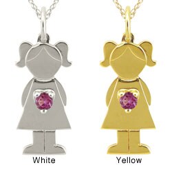 10k Gold Designer 'Little Girl' Genuine Rhodolite Necklace