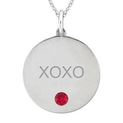 10k Gold Created Ruby Engraved 'XOXO' Necklace