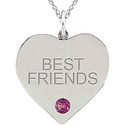 10k Gold June Birthstone Rhodolite 'BEST FRIENDS' Heart Necklace