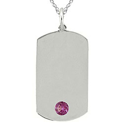10k Gold June Birthstone Rhodolite Tag Necklace 