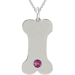 10k Gold June Birthstone Rhodolite Dog Bone Necklace