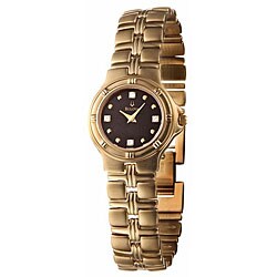 Bulova Women's Stainless Steel Black Dial Diamond Watch 