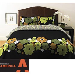 Perry Ellis Floral Border 3-piece Mini Duvet Cover Set