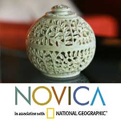 Soapstone 'Jasmine Rose' Jar (India)